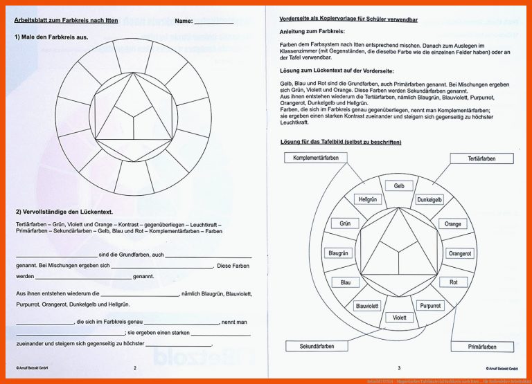 Betzold 757514 - Magnetisches Tafelmaterial Farbkreis Nach Itten ... Fuer Farbenlehre Arbeitsblatt