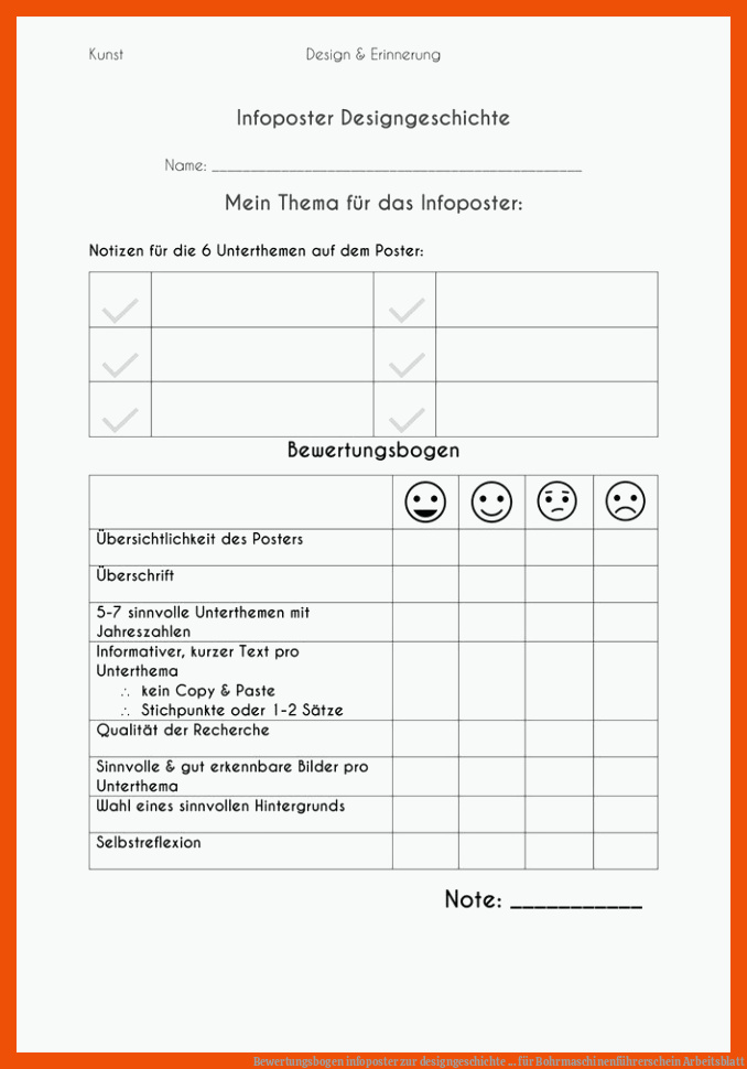 Bewertungsbogen infoposter zur designgeschichte ... für bohrmaschinenführerschein arbeitsblatt