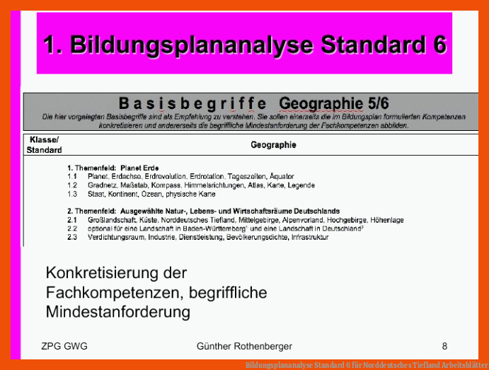 Bildungsplananalyse Standard 6 für norddeutsches tiefland arbeitsblätter