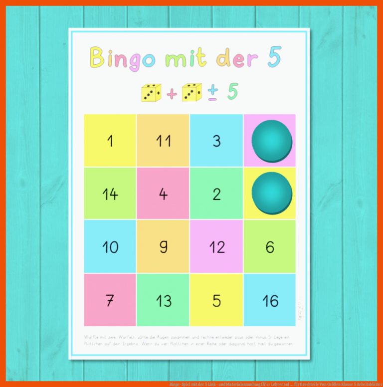 Bingo-Spiel mit der 5 | Link- und Materialsammlung fÃ¼r Lehrer auf ... für bruchteile von größen klasse 5 arbeitsblätter