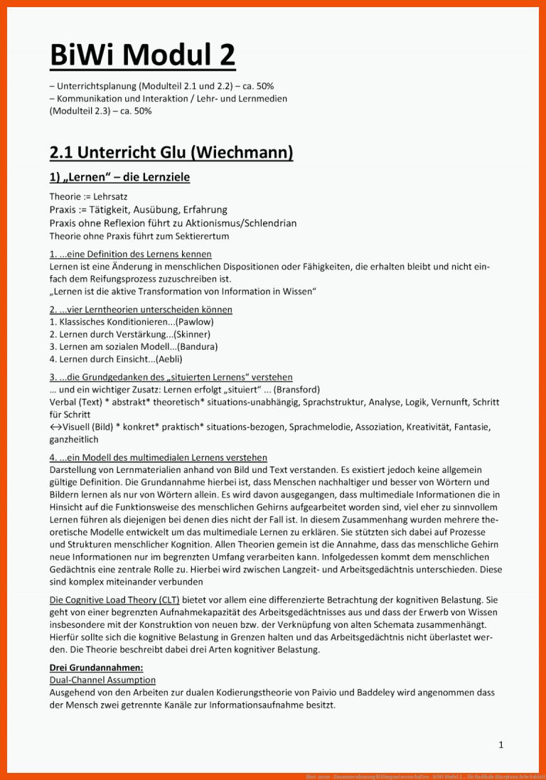 Biwi-zusm - Zusammenfassung Bildungswissenschaften - Biwi Modul 2 ... Fuer Radikale Akzeptanz Arbeitsblatt