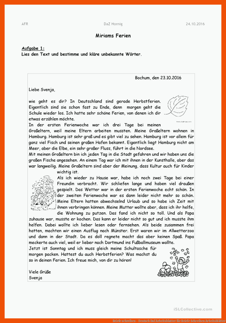 Briefe schreiben - Deutsch Daf Arbeitsblatter für briefe schreiben arbeitsblätter