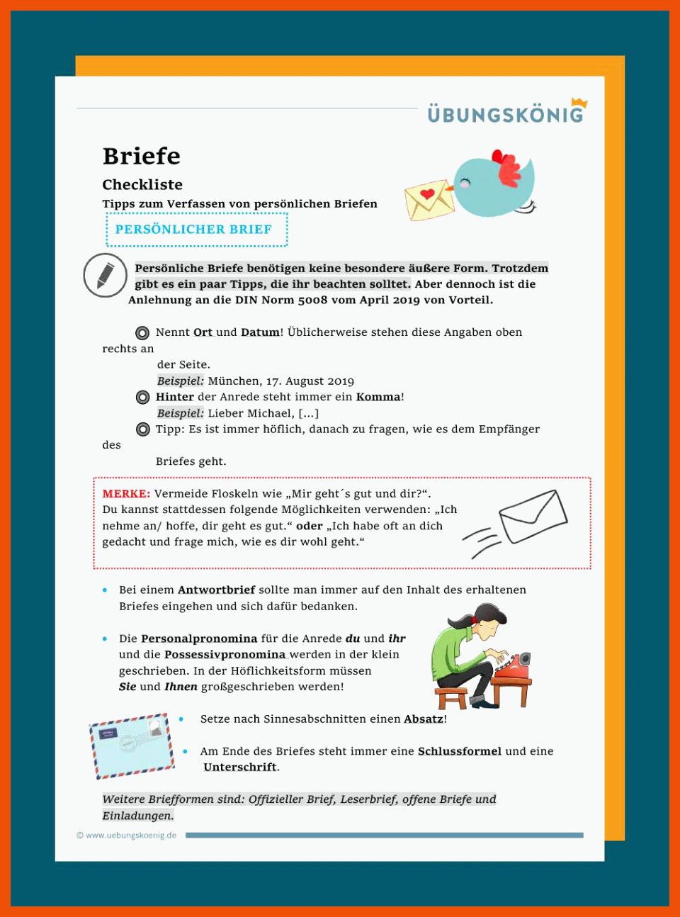15 Briefe Schreiben 3. Klasse Arbeitsblätter - Allgemeine Arbeitsblätter