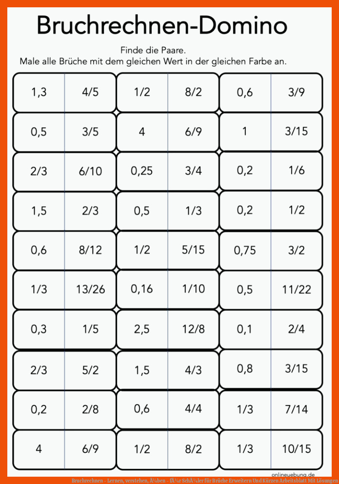 Bruchrechnen - Lernen, verstehen, Ã¼ben - fÃ¼r SchÃ¼ler für brüche erweitern und kürzen arbeitsblatt mit lösungen