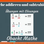 BrÃ¼che Addieren Und Subtrahieren - Ãbungen Mit LÃ¶sungen ... Fuer Gleichnamige Brüche Addieren Und Subtrahieren Arbeitsblatt