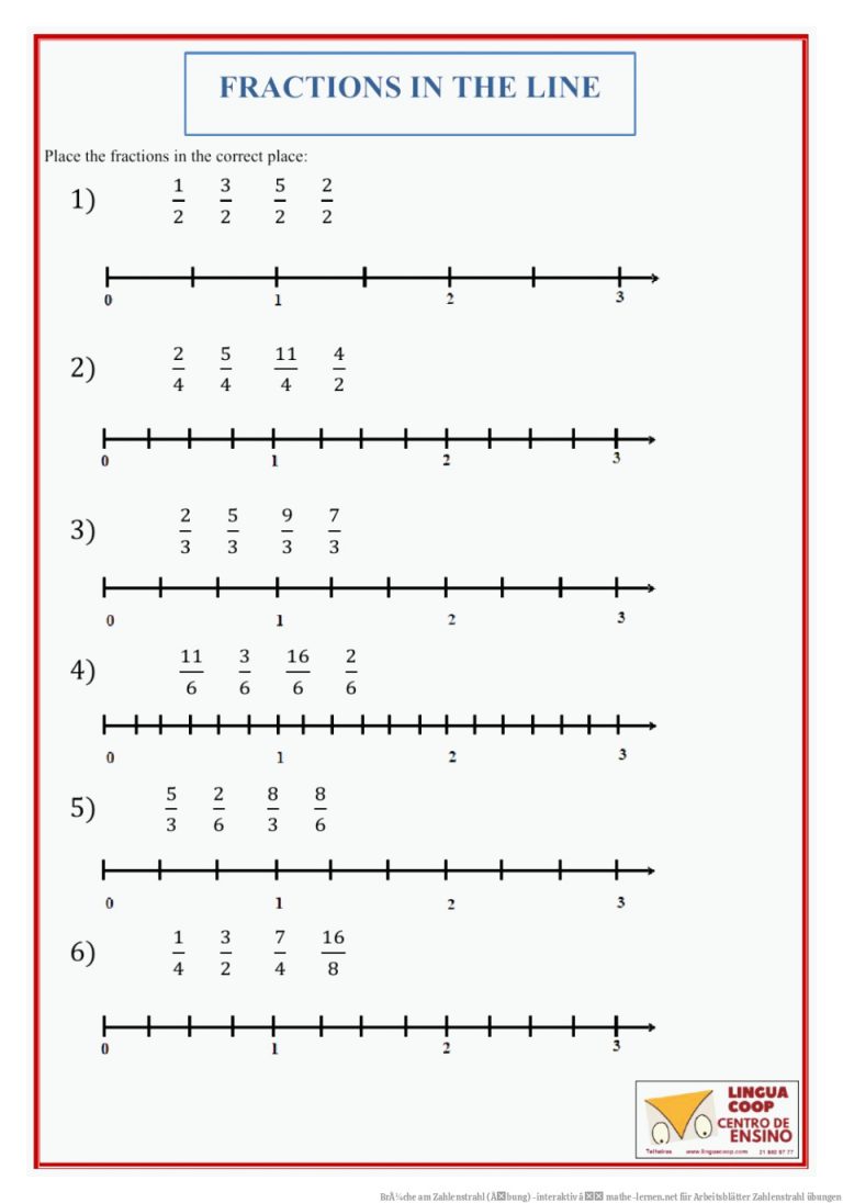 BrÃ¼che Am Zahlenstrahl (Ãbung) -interaktiv â Mathe-lernen.net Fuer Arbeitsblätter Zahlenstrahl übungen