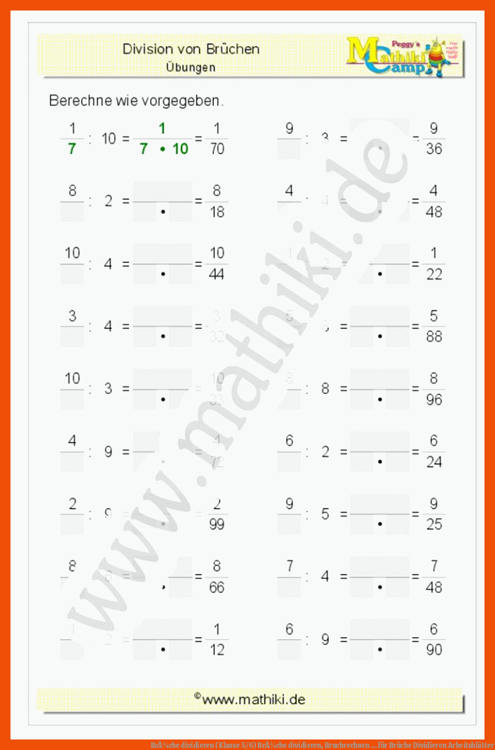9 Br che Dividieren Arbeitsbl tter Mathe Arbeitsbl tter