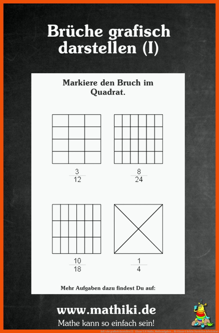 BrÃ¼che grafisch darstellen (I) - Klasse 5/6 | Mathe, Matheaufgaben ... für klasse 6 brüche darstellen arbeitsblatt