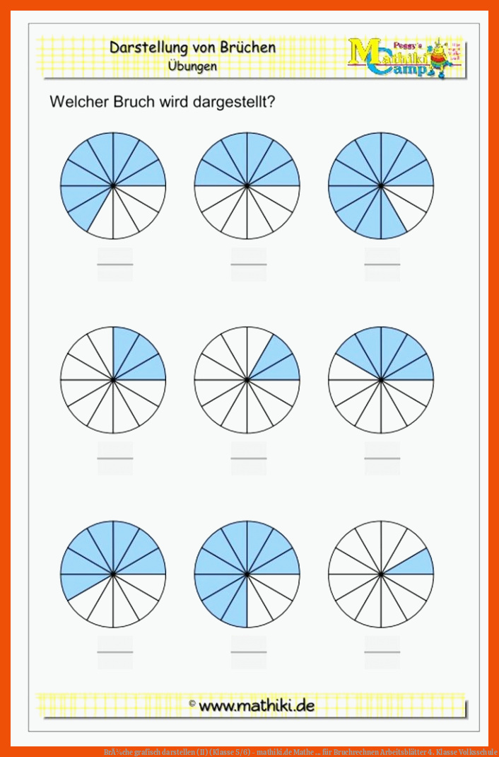 BrÃ¼che grafisch darstellen (II) (Klasse 5/6) - mathiki.de | Mathe ... für bruchrechnen arbeitsblätter 4. klasse volksschule