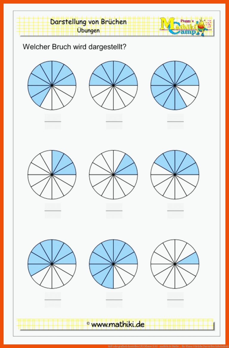 BrÃ¼che grafisch darstellen (II) (Klasse 5/6) - mathiki.de | Mathe ... für klasse 6 brüche darstellen arbeitsblatt