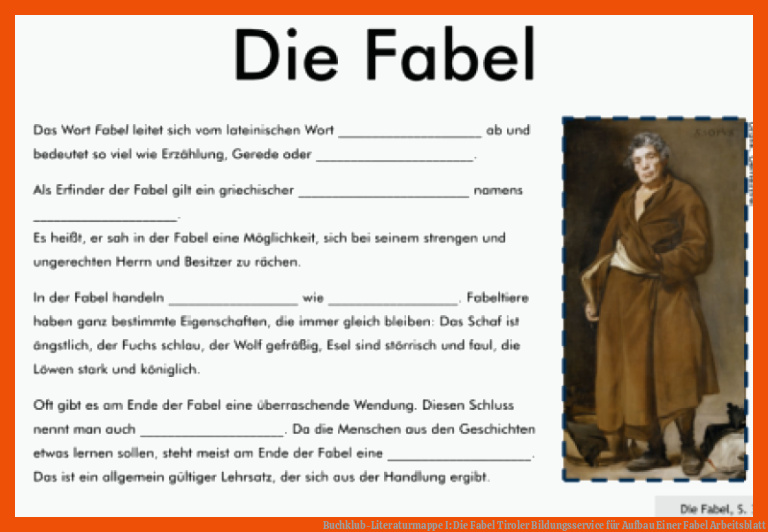 Buchklub-Literaturmappe I: Die Fabel | Tiroler Bildungsservice für aufbau einer fabel arbeitsblatt