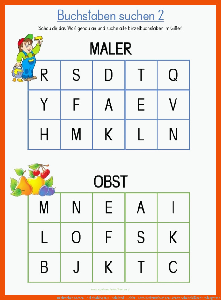Buchstaben suchen - ArbeitsblÃ¤tter - Spielend - Leicht - Lernen für buchstaben lernen arbeitsblätter kindergarten
