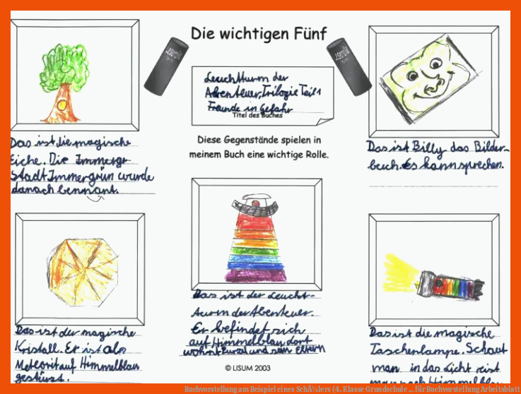 Buchvorstellung am Beispiel eines SchÃ¼lers (4. Klasse Grundschule ... für buchvorstellung arbeitsblatt