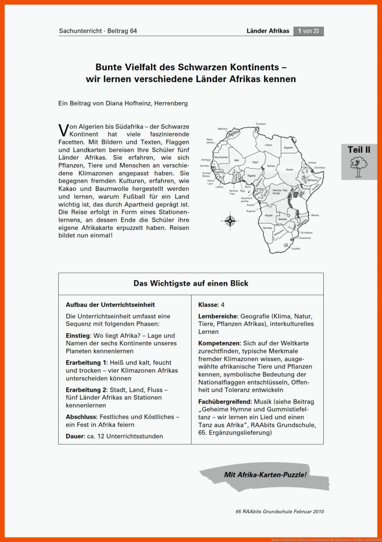 Bunte Vielfalt des Schwarzen Kontinents für klimazonen afrikas arbeitsblatt