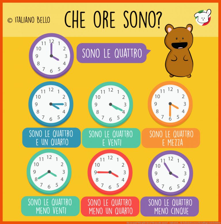 Che ore sono? Wie spÃ¤t ist es? Mezza oder mezzo? - Italienisch ... für italienisch lernen für anfänger arbeitsblätter
