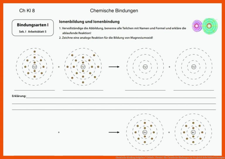 Chemische Bindung Aufgaben? (Schule, Chemie) für chemische bindungen im vergleich arbeitsblatt lösungen