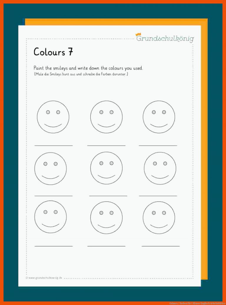 Colours / Farben für 1 klasse englisch arbeitsblätter