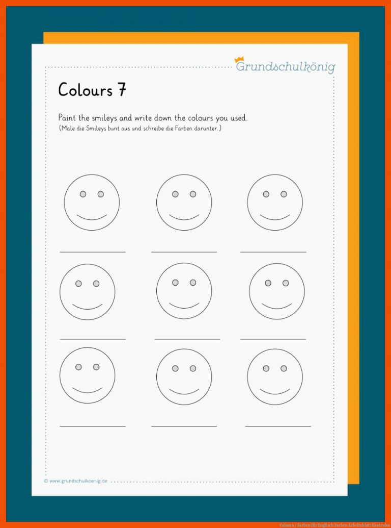 Colours / Farben für englisch farben arbeitsblatt kostenlos
