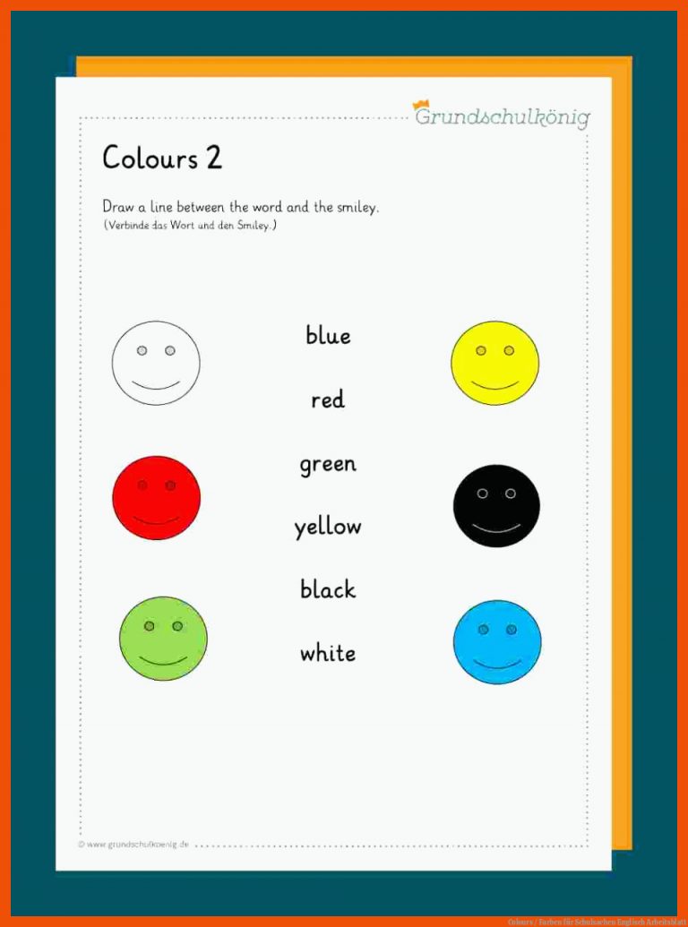 Colours / Farben für schulsachen englisch arbeitsblatt
