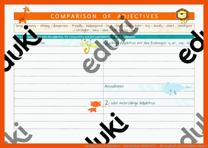 Comparison of Adjectives - Arbeitsblatt MORE 2 U5 ... für englisch arbeitsblätter more 2