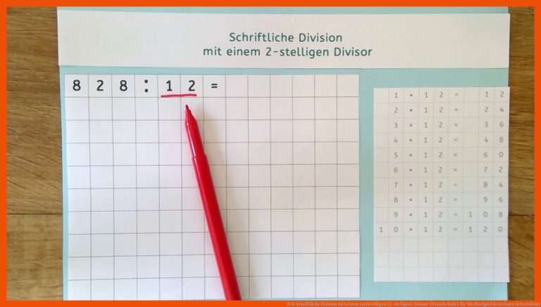 D.4: Schriftliche Division mit einem zweistelligen (2-stelligen) Divisor (Grundschule) für wechselgeld berechnen arbeitsblatt