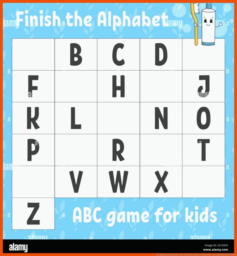 Das Alphabet fertig stellen. ABC-Spiel fÃ¼r Kinder. Arbeitsblatt ... für abc modell arbeitsblatt
