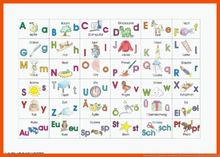 Das deutsche Alphabet worksheet für das deutsche alphabet arbeitsblatt