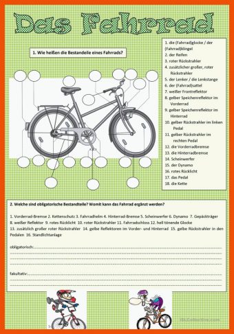 12 Grundschule Fahrrad Beschriften Arbeitsblatt