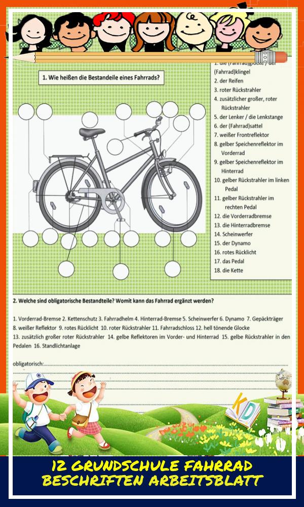 12 Grundschule Fahrrad Beschriften Arbeitsblatt