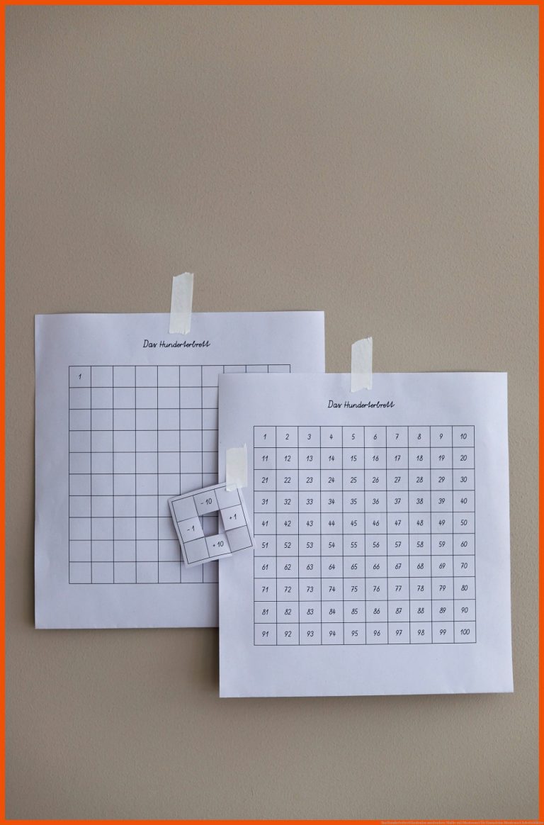 Das Hunderterbrett kostenlos ausdrucken: Mathe mit Montessori für einmaleins montessori arbeitsblätter