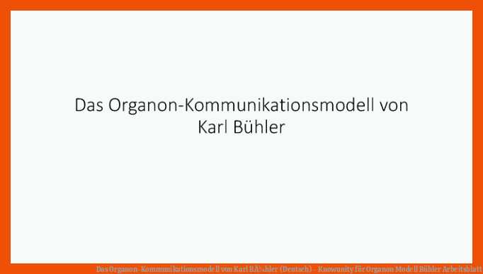 Das Organon-Kommunikationsmodell von Karl BÃ¼hler (Deutsch) - Knowunity für organon modell bühler arbeitsblatt