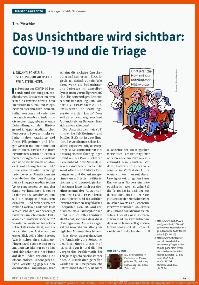 Das Unsichtbare wird sichtbar: COVID-19 und die Triage â Westermann für philosophie arbeitsblätter kostenlos