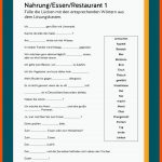 Daz / Daf: Nahrung, Essen, Restaurant Fuer Deutsch Für Ausländer Arbeitsblätter Pdf