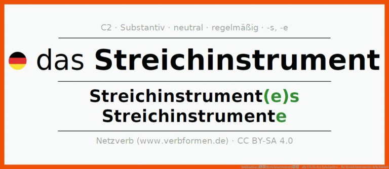 Deklination âStreichinstrumentâ - alle FÃ¤lle des Substantivs ... für streichinstrumente arbeitsblatt