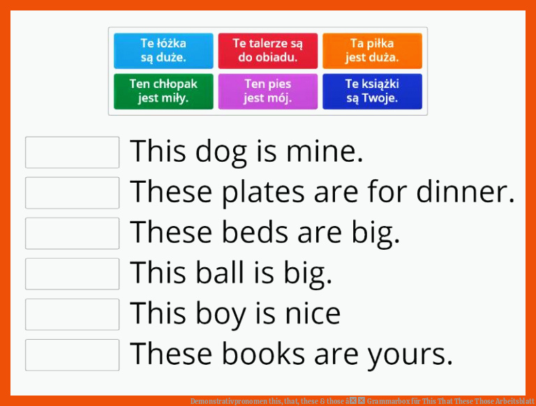 Demonstrativpronomen this, that, these & those â Grammarbox für this that these those arbeitsblatt