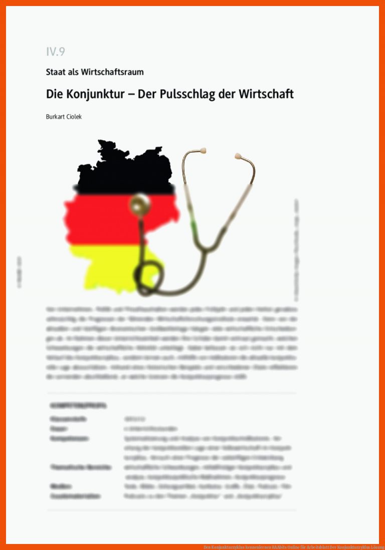 Den Konjunkturzyklus kennenlernen | RAAbits Online für arbeitsblatt der konjunkturzyklus lösung