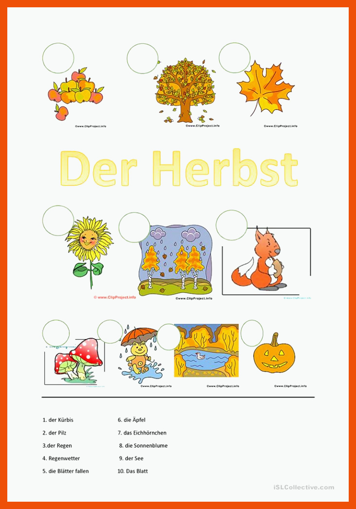 Der Herbst - Deutsch Daf Arbeitsblatter für herbst arbeitsblätter kindergarten