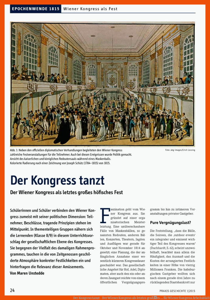 Der Kongress tanzt - Der Wiener Kongress als letztes groÃes ... für wiener kongress arbeitsblatt
