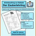 Der Zauberlehrling â Arbeitsblatt - Ipad-teacher Fuer Balladen Arbeitsblätter Kostenlos