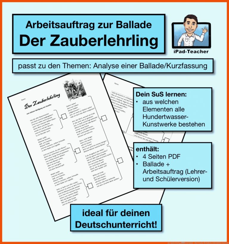 Der Zauberlehrling â Arbeitsblatt - Ipad-teacher Fuer Balladen Arbeitsblätter Kostenlos