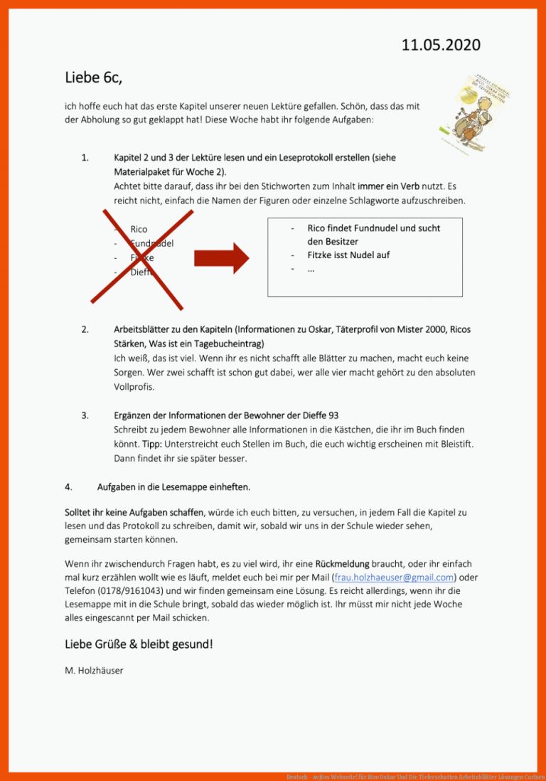 Deutsch - Avj6cs Webseite! Fuer Rico Oskar Und Die Tieferschatten Arbeitsblätter Lösungen Carlsen