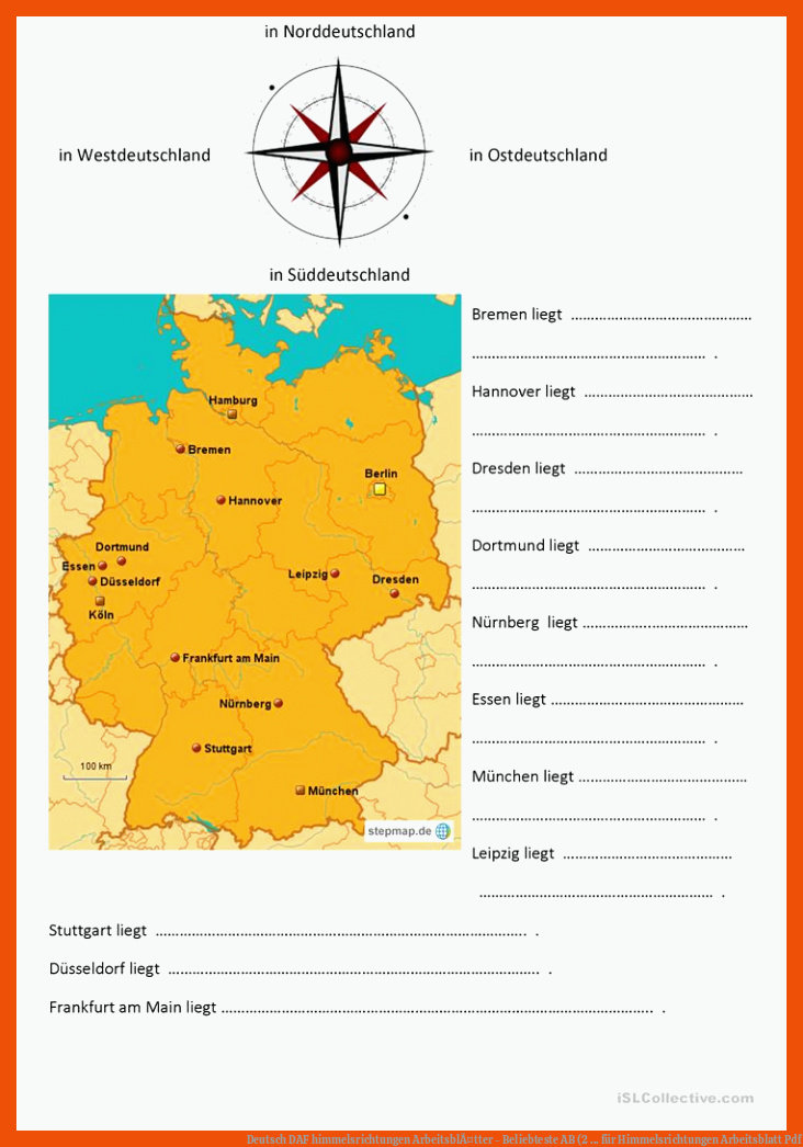 Deutsch DAF himmelsrichtungen ArbeitsblÃ¤tter - Beliebteste AB (2 ... für himmelsrichtungen arbeitsblatt pdf