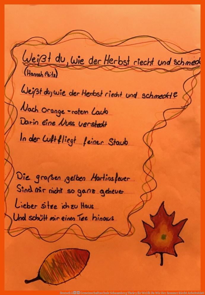 Deutsch â Gemeinschaftsschule Schaumberg Theley für weißt du wie der sommer riecht arbeitsblatt
