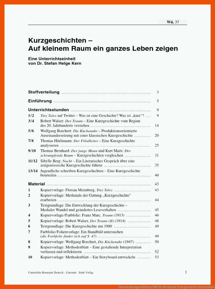 Deutsch Kurzgeschichten | PDF für merkmale kurzgeschichte arbeitsblatt