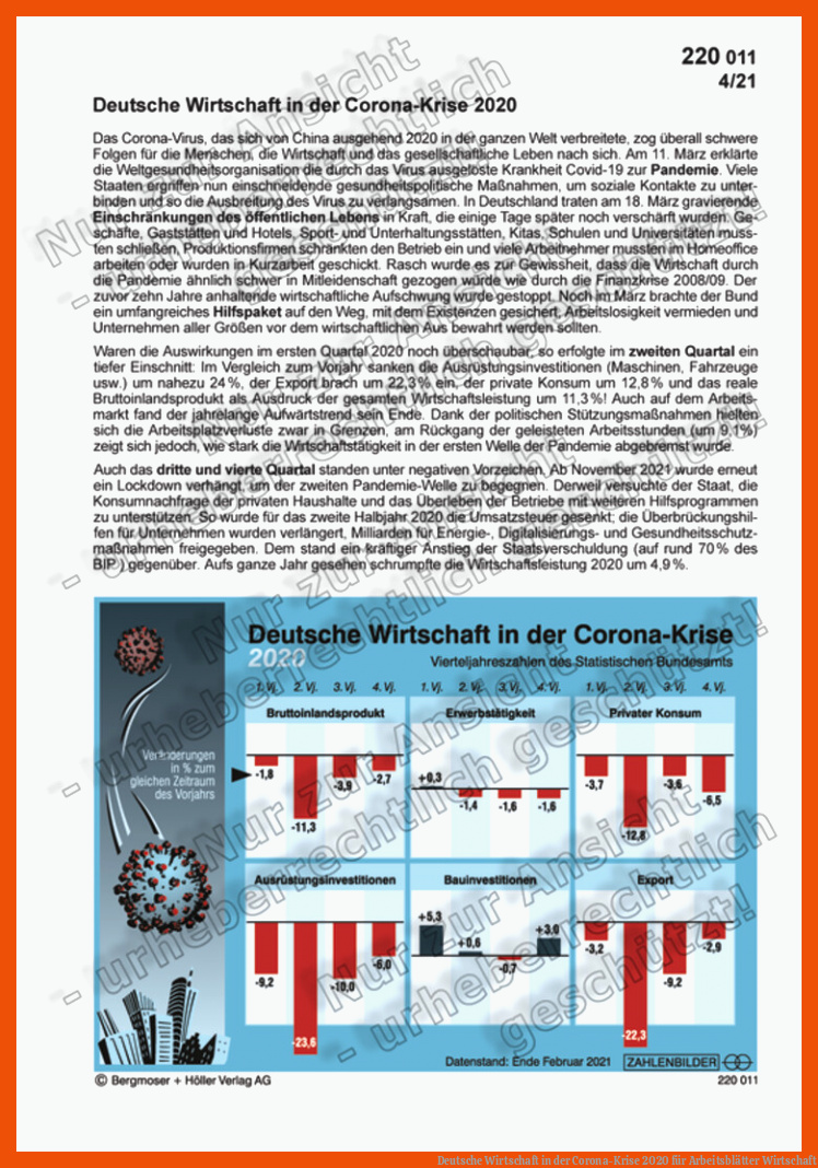 Deutsche Wirtschaft in der Corona-Krise 2020 für arbeitsblätter wirtschaft