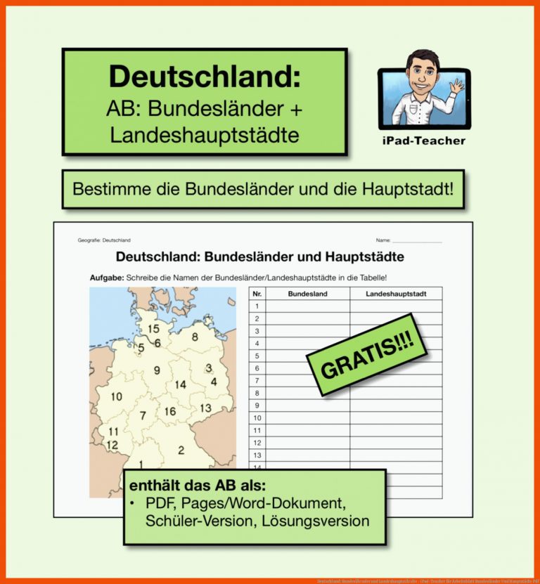 Deutschland: BundeslÃ¤nder und LandeshauptstÃ¤dte - iPad-Teacher für arbeitsblatt bundesländer und hauptstädte pdf