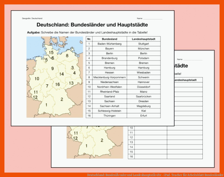 Deutschland: BundeslÃ¤nder und LandeshauptstÃ¤dte - iPad-Teacher für arbeitsblatt bundesländer