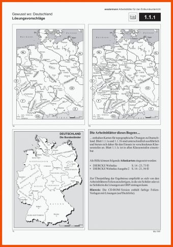 Topographie Deutschland Arbeitsblatt Lösung