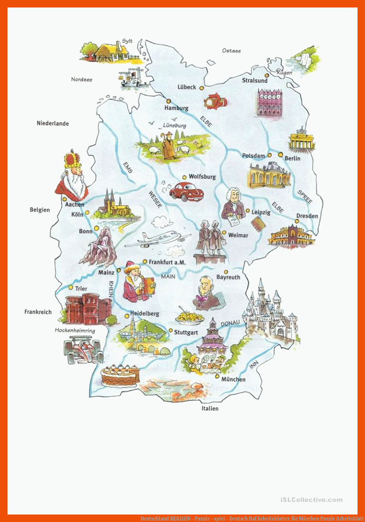 Deutschland REALIEN - Puzzle - spiel - Deutsch Daf Arbeitsblatter für märchen puzzle arbeitsblatt