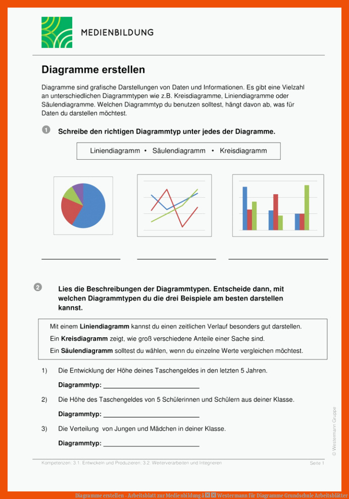 Diagramme erstellen - Arbeitsblatt zur Medienbildung â Westermann für diagramme grundschule arbeitsblätter